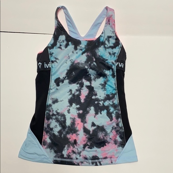 Ivivva pink and blue tanktop with shelf bra - Picture 1 of 5